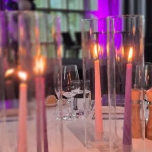 Taper Candles w Glass Sleeves