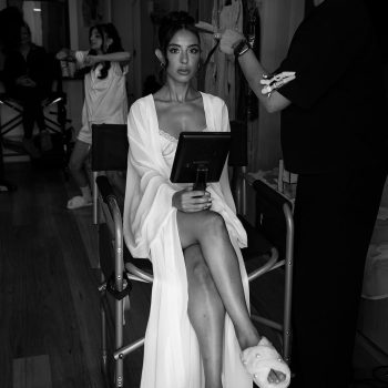 Bride getting ready with hair and makeup artist on her wedding morning, Melbourne wedding planner ARLAI Event Co