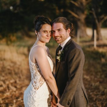 Bride and groom sunset portrait at Montalto Winery Mornington Peninsula, luxury wedding coordination by ARLAI Event Co