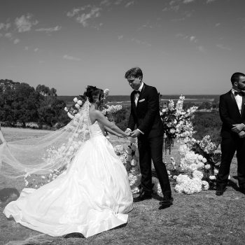 Cinematic portrait of bride and groom at their Melbourne wedding, on-the-day coordination by ARLAI Event Co