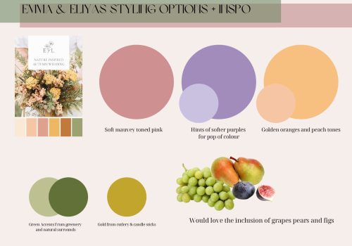 Wedding colour palette mockup displaying coordinated tones and shades.