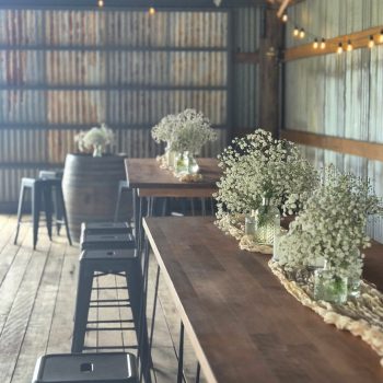 Wedding venue indoor seating setup with stools