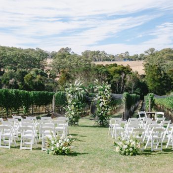 Outdoor wedding ceremony setup at Montalto Winery Mornington Peninsula, event styling by ARLAI Event Co Melbourne