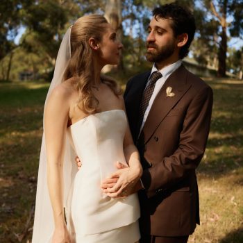 Bride and groom golden hour portrait at Runnymede Farm Lorne farm wedding, planned by ARLAI Event Co Melbourne