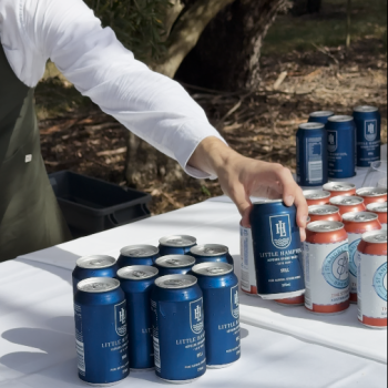 Wedding beverage corner drink station setup.
